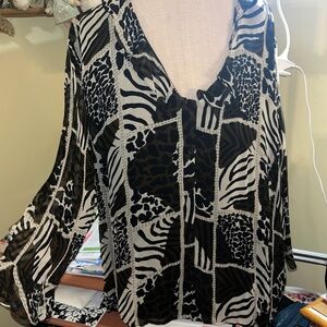 Black and Animal Print Blouse